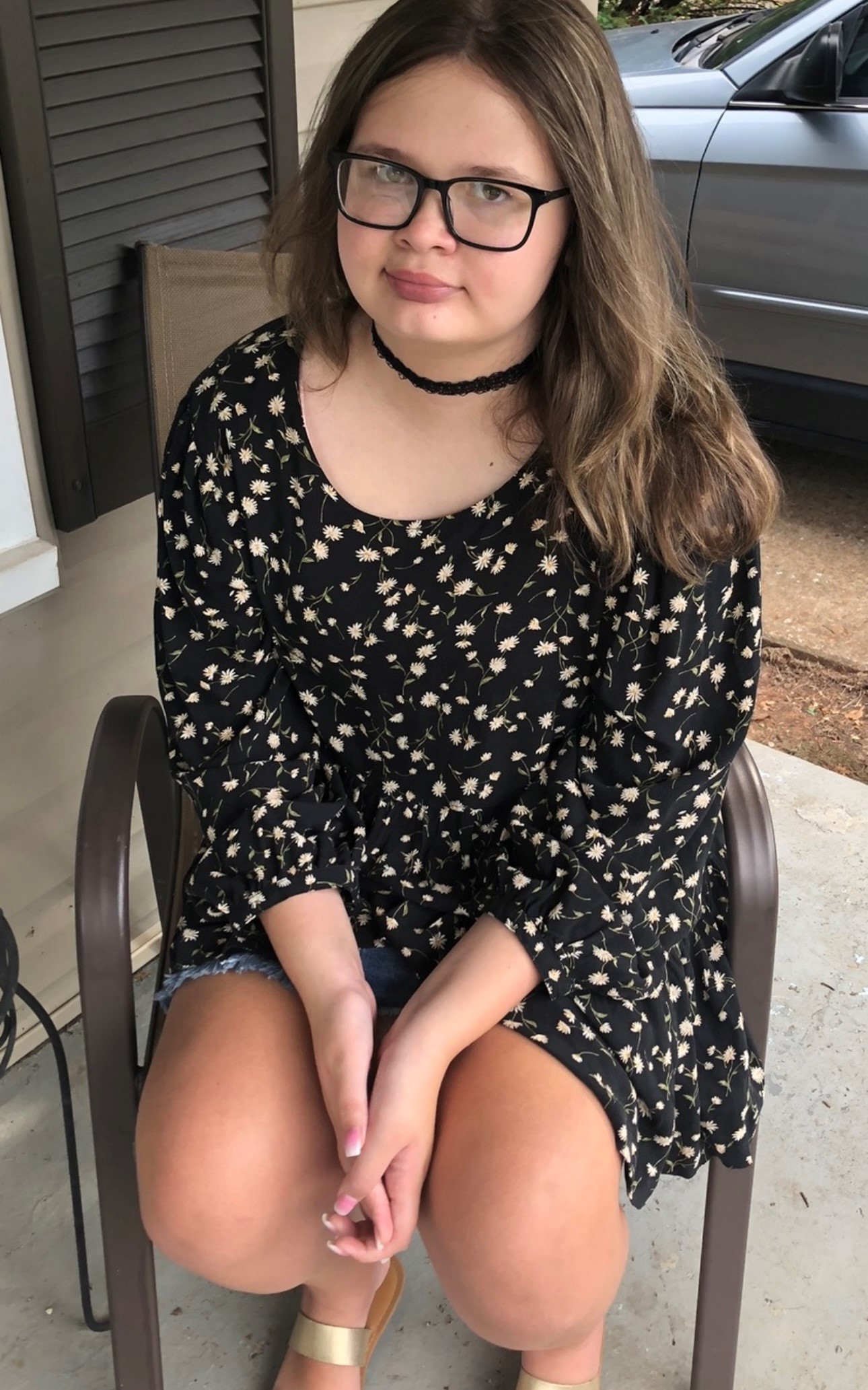 Kyndall sitting studious