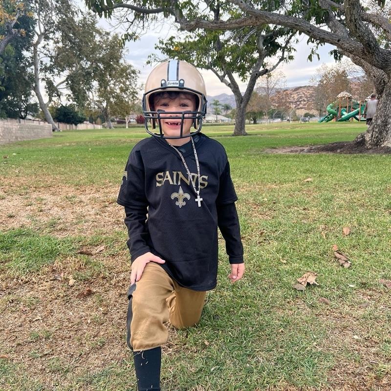 Weston in Saints football gear